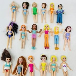 HUGE Polly Pocket Lot Figures 30 Dolls Clothes Shoes Accessories Purses
